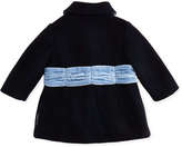 Thumbnail for your product : Armani Junior Felted Wool Dress Coat with Velvet Bow, True Blue, 3-24 Months