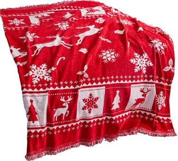 One Allium Way Christmas Sofa Cover, Reversible Chenille Slipcover With Tassels, Pet Friendly, Washable For 2-3 Cushion Couch 71\