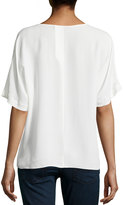 Thumbnail for your product : Halston Silk Shirttail-Hem Boxy Top, Chalk