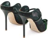Thumbnail for your product : Malone Souliers Marguerite Velvet Bow Mesh Mules - Womens - Green