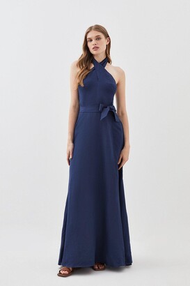 lydia millen linen tie belted midaxi dress