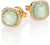 Thumbnail for your product : Suzanne Kalan Blue Chalcedony, White Sapphire & 14K Yellow Gold Mini Cushion Stud Earrings