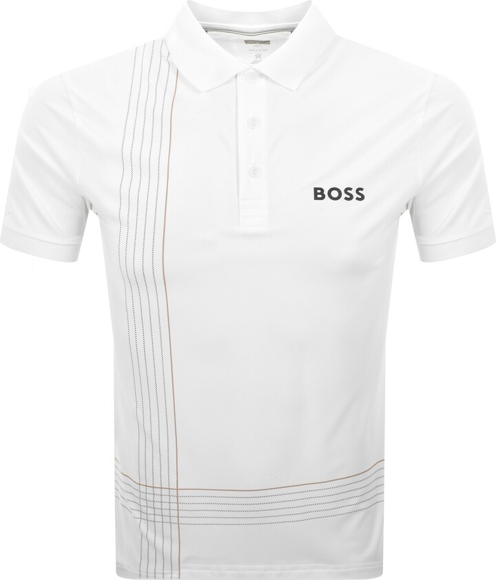 Boss Athleisure BOSS Check Toc Polo T Shirt White