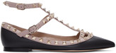 Thumbnail for your product : Valentino Black & Pink Rockstud Cage Flats