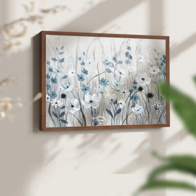 Winston Porter Blue Meadow Field -Framed Print - Restickable