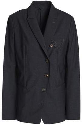 Brunello Cucinelli Double-breasted Bead-embellished Wool-blend Blazer