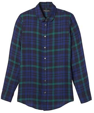 Banana Republic Dillon-Fit Plaid Rounded-Collar Flannel Shirt