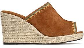 Castaner Embroidered Suede Espadrille Wedge Mules
