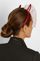 Thumbnail for your product : Eugenia Kim Devil patent-leather and point d'esprit headband