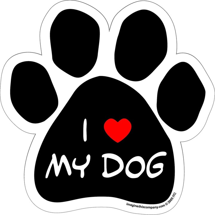 Imagine This Company "I Love My Dog" Magnet, Paw Shape