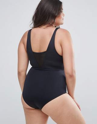 ASOS Curve CURVE Mesh Insert Supportive Swimsuit
