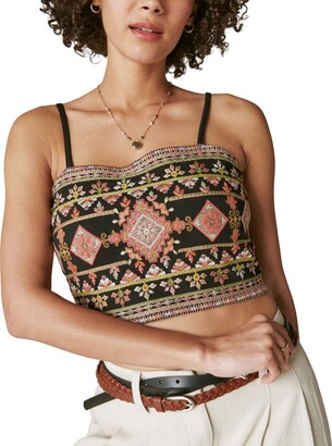 Lucky Brand Women's Geo Embroidered Cropped Tank Top - ShopStyle