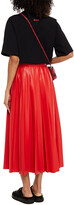 Thumbnail for your product : MSGM Pleated Faux Stretch-leather Midi Skirt