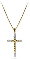 Thumbnail for your product : David Yurman Willow Cross with Diamonds in Gold on Chain