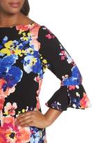 Thumbnail for your product : Tahari Print Ruffle Sleeve Shift Dress