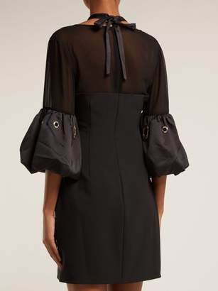 Self-Portrait Lace Panelled Cutout Crepe Mini Dress - Womens - Black