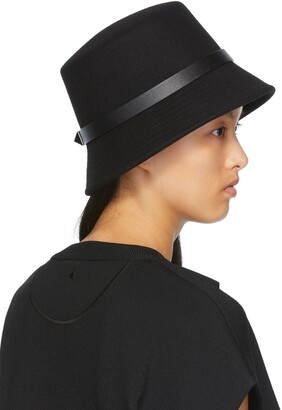Valentino Garavani Black Rabbit Hair Bucket Hat