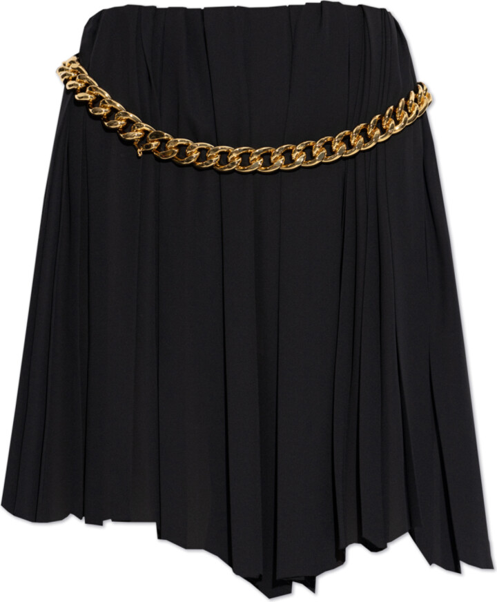 Balenciaga Pleated Skirt With Chain, , - Black