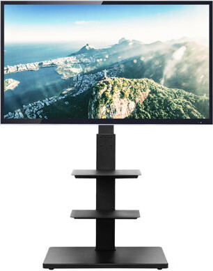 Rfiver Black Swivel Floor Stand Mount for Greater than 50" Screens with Shelving, Holds up to 110 lbs