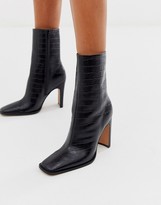 asos design realm leather mid ankle boots