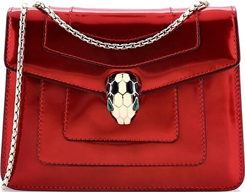 Pre-Owned Bvlgari Small Serpenti Forever Square Shoulder Bag Metallic Leather