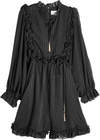 zimmermann satin silk playsuit with ruffles