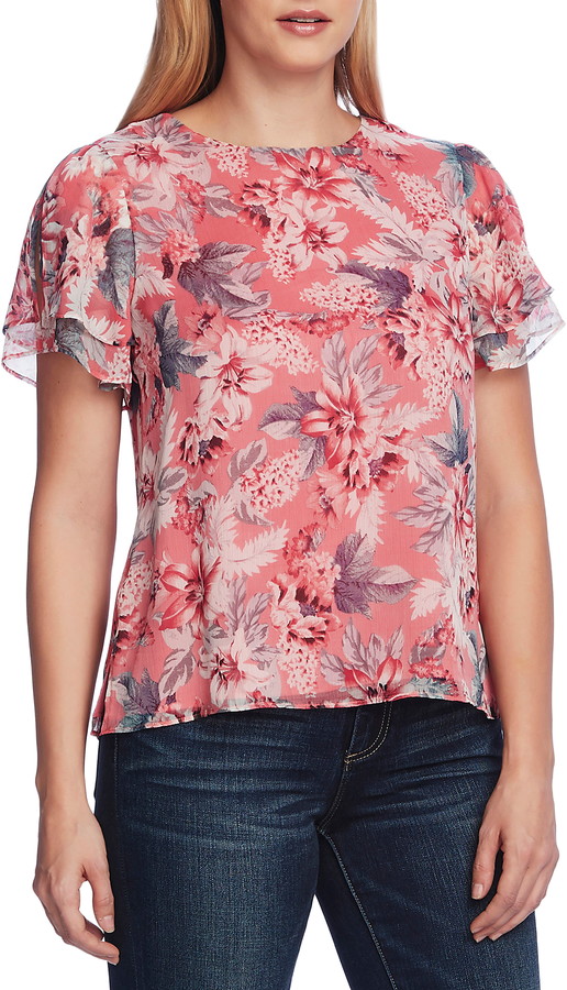 double ruffle sleeve blouse