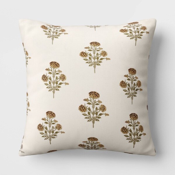 Square Double Cloth Printed Decorative Throw Pillow Navy/Green/Cream -  Threshold™ in 2023