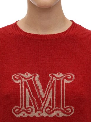 Max Mara Intarsia Logo Cashmere Knit Sweater