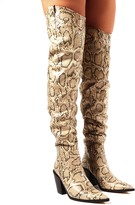 Thumbnail for your product : Public Desire Dallas Snakeskin Western Block Heeled Over the Knee Boots