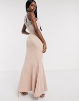 Thumbnail for your product : Lipsy halterneck lace applique top maxi in taupe