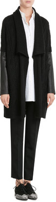 DKNY Cardigan with Alpaca, Mohair and Leather