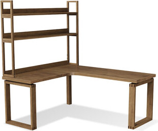 One Allium Way Light-walnut L-Shaped Solid Wood desk