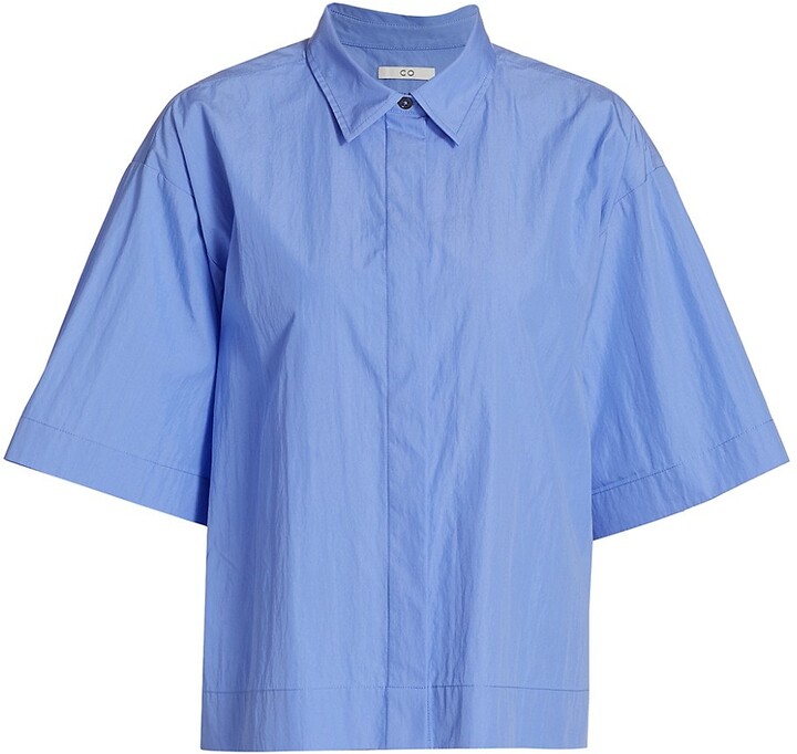 Women Short Sleeve Blue Button Down Shirt | Shop the world's 
