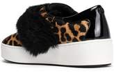 Thumbnail for your product : MICHAEL Michael Kors Faux Fur-trimmed Leopard-print Calf Hair Slip-on Sneakers