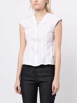 Low Classic Cap-Sleeve Cotton Shirt - ShopStyle Tops
