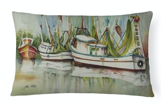 Multicolor Carolines Treasures JMK1067PW1216 Ocean Springs Shrimper Canvas Fabric Decorative Pillow 12H x16W