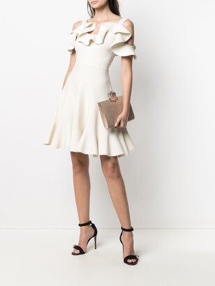 Alexander McQueen Ruffle-Detailing Off-Shoulder Short Dress