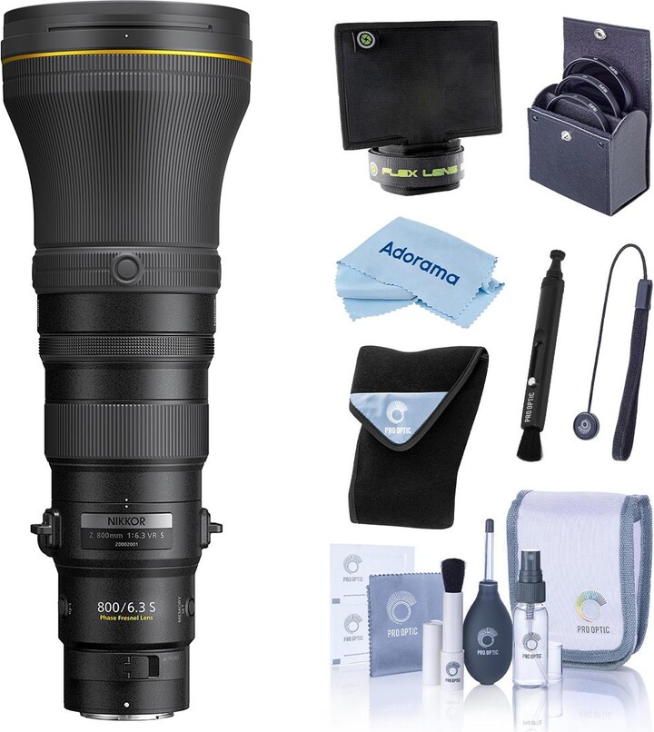 Nikon Nikkor Z 800mm f/6.3 Vr S Lens, Bundle with 46mm Filter Kit, Lens Wrap, Lens Shade, Cleaning Kit, Lens Pen Cleaner, Microfiber Cleaning Cloth