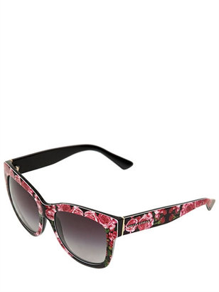 Dolce & Gabbana Rose Print Acetate Squared Sunglasses