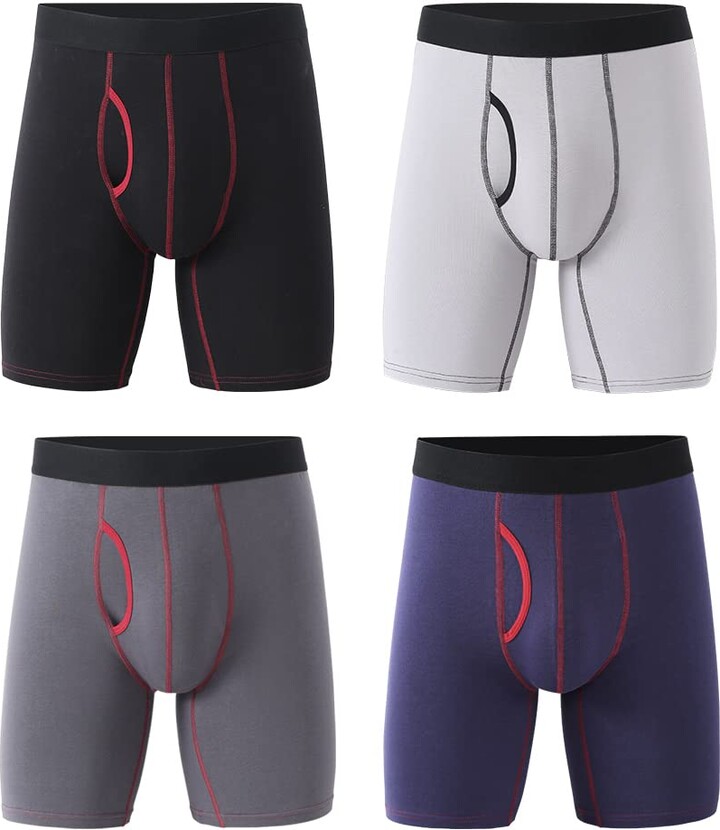 DODOMIAN Men's Boxer Shorts Long Leg Cotton Underwear for Men Long