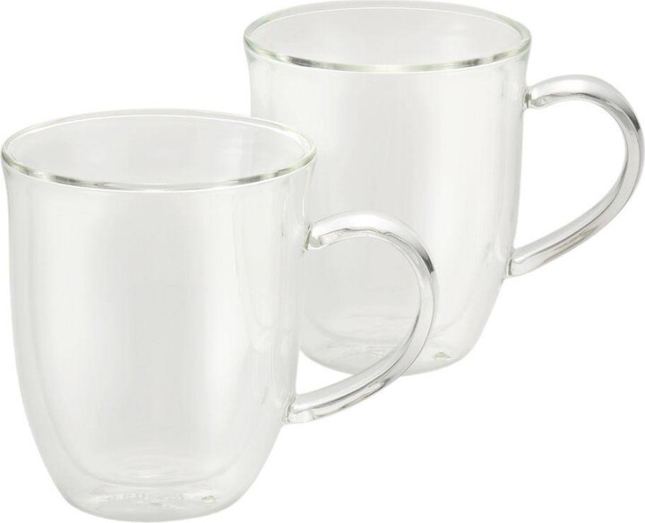 Bonjour Coffee 2-Piece Insulated Glass Latte Cup Set