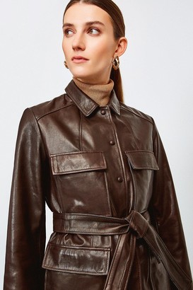 Karen Millen Leather belted Safari Jacket