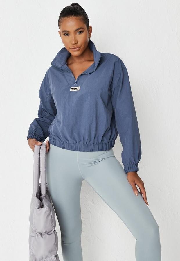 navy cropped jacket womens