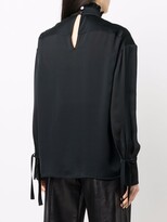 Thumbnail for your product : Eleventy Pleat Long-Sleeve Silk Blouse