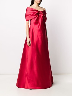 Alberta Ferretti Off-The-Shoulder Wrapped Bow Gown