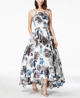 Thumbnail for your product : Betsy & Adam Printed Lace-Up High-Low Gown