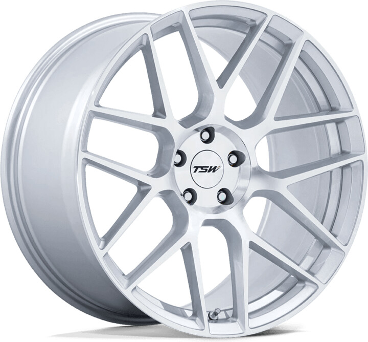TSW Flow Formed Aluminum Wheel TW002 18x8.5 5x4.5 G-SLV-MACH 35mm, TW002SD18851235