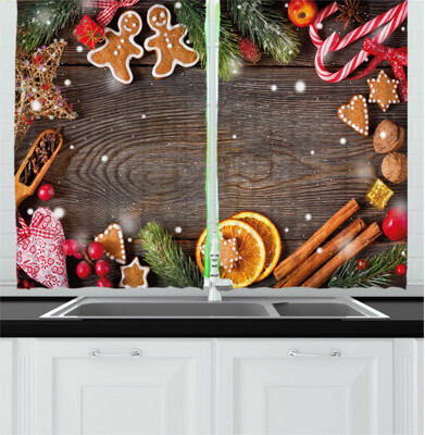 Gingerbread Man 2 Piece Kitchen Curtain