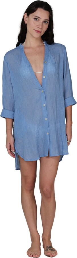 J Valdi Women's Button-Down Swim Shirt